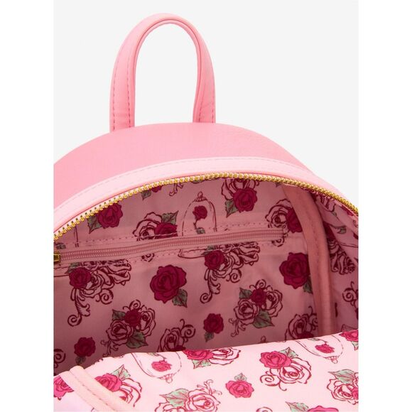Loungefly Disney Beauty and the Beast Pink Roses Mini Backpack main image 4